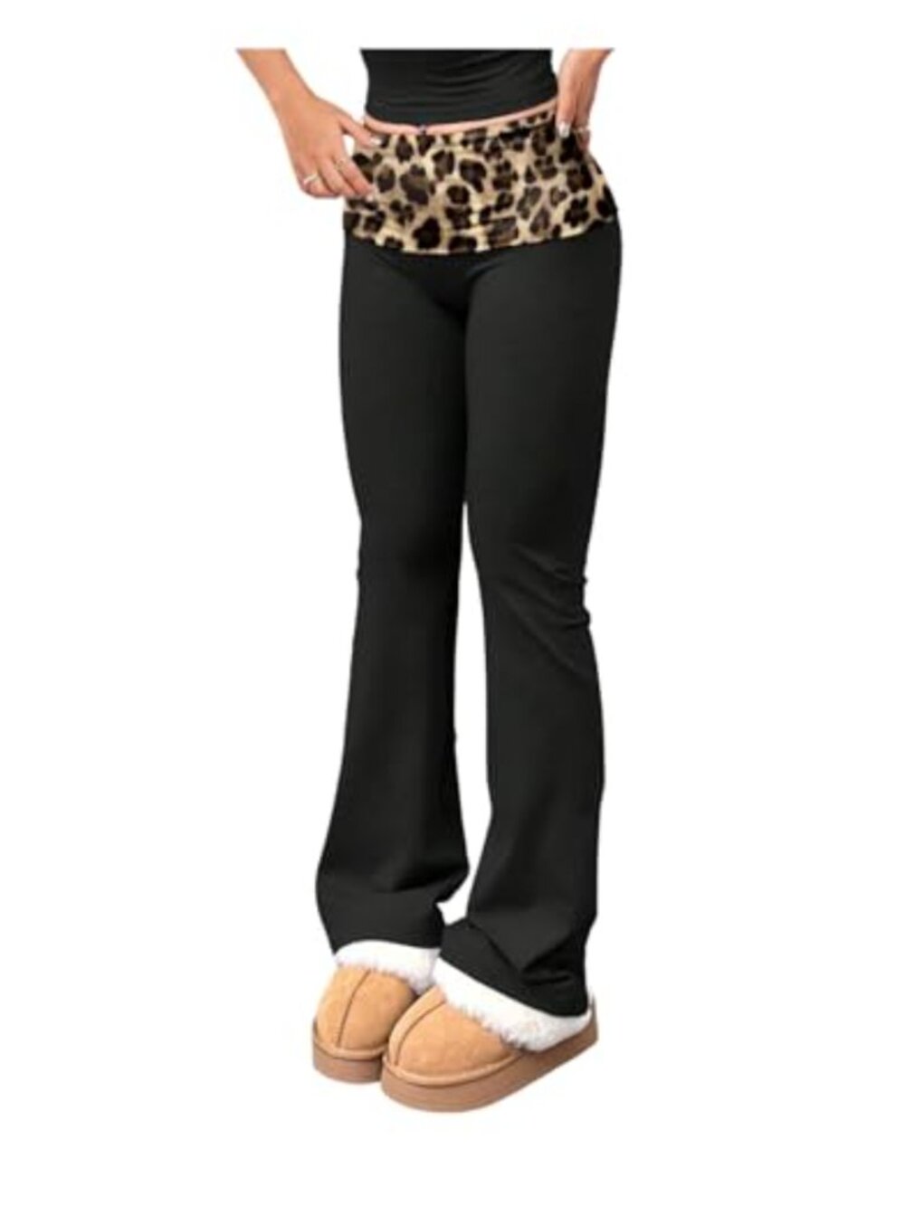 Women's Fold Over Flare Leggings Bootcut Yoga Lounge Pants